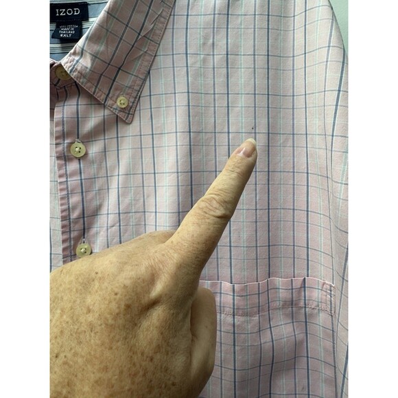 Izod Short Sleeve Button Down Shirt Men’s Size 5XLT Big & Tall Pink Plaid Casual - Picture 7 of 9